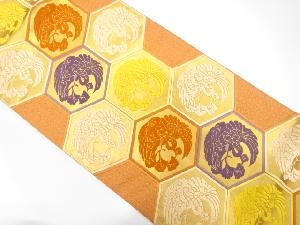 アンティーク　亀甲に花喰鶴模様織出し袋帯（材料）